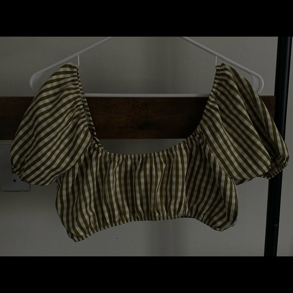 vintage 90s green and white cropped top